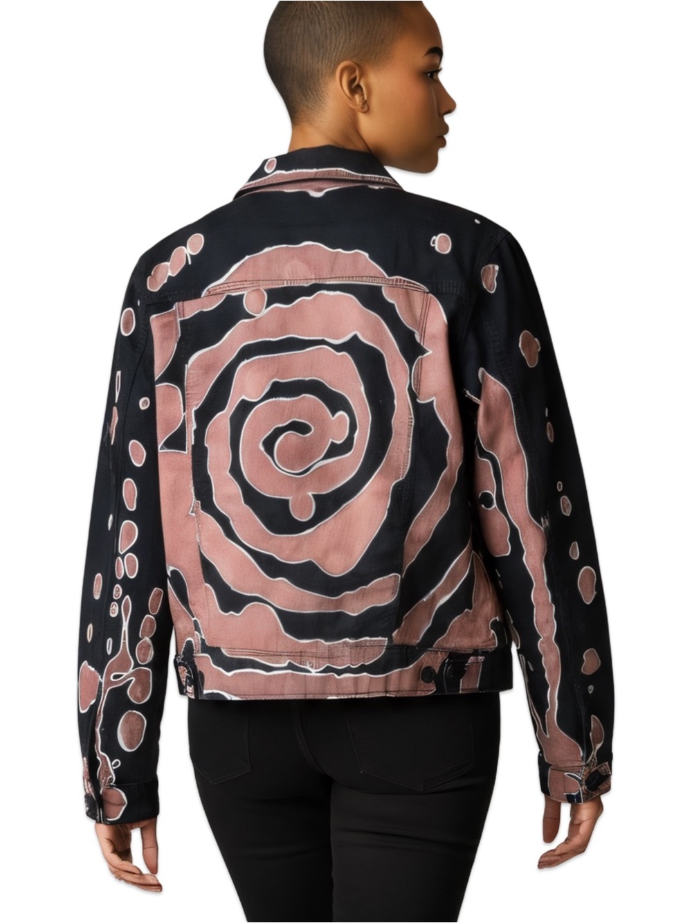 One-of-One Hand-Painted Abstract Denim Jacket - Picture 3 of 5